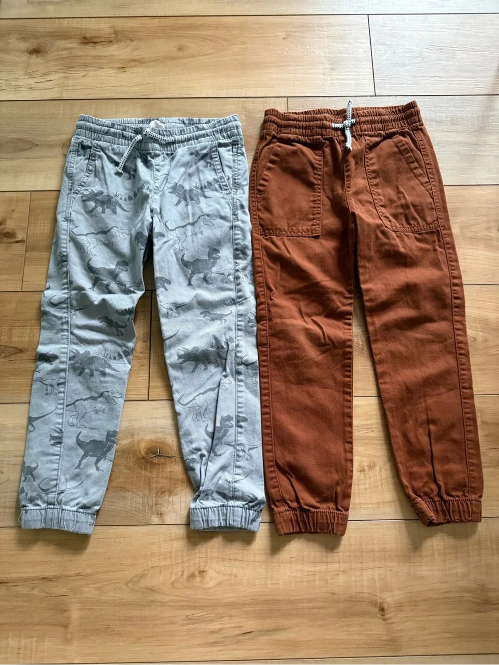 H&M Kids Rust Joggers & Gray Dino Print Sweatpants